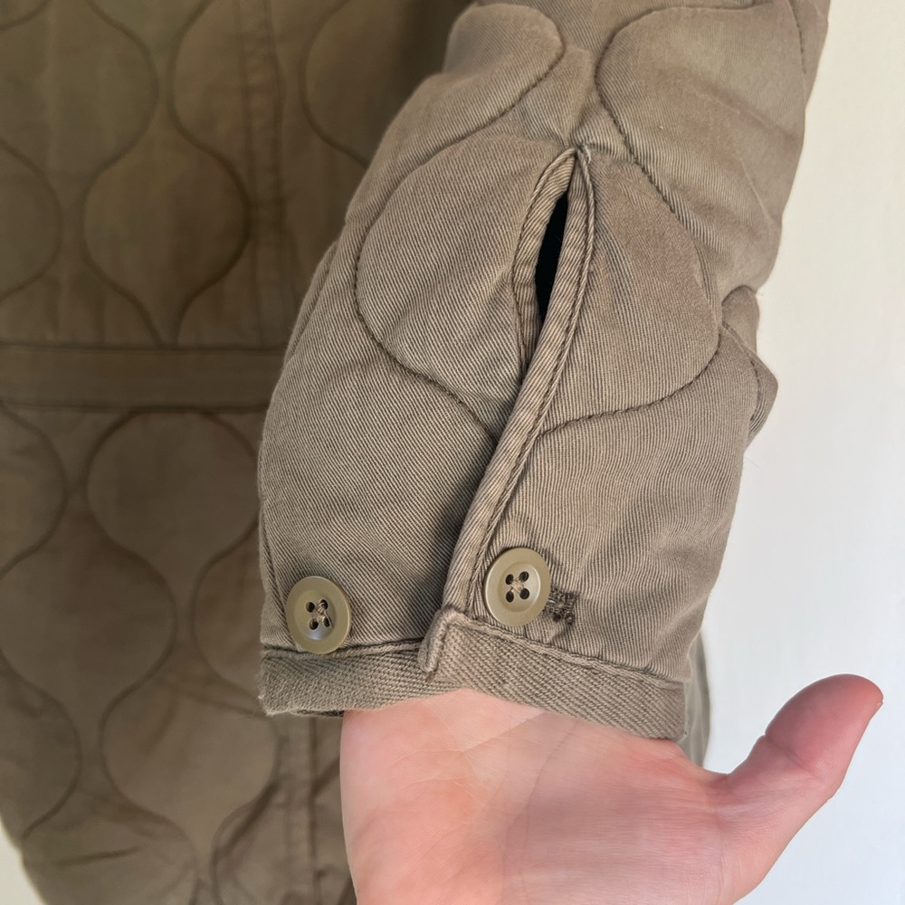 Madewell Quilted Drawstring Jacket Military Green Button Coat Size S-M - Picture 8 of 12